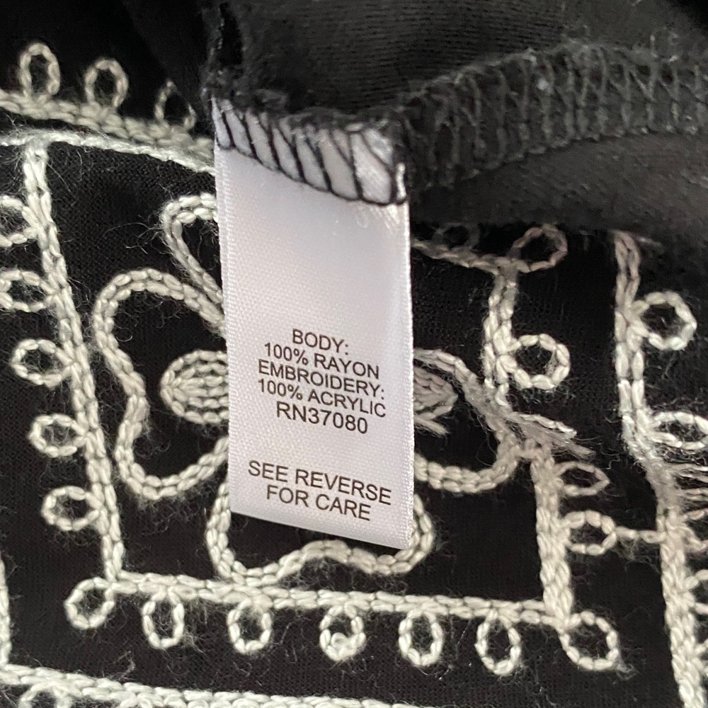 Cato Black Blouse with White Embroidery - Picture 5 of 5